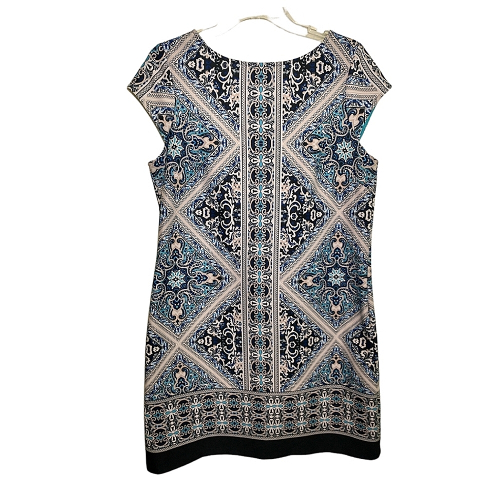 Tiana B.  blue  multicolor mixed print sheath dress. M